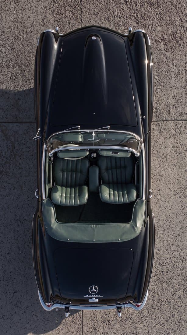 Classic convertible car, top view still